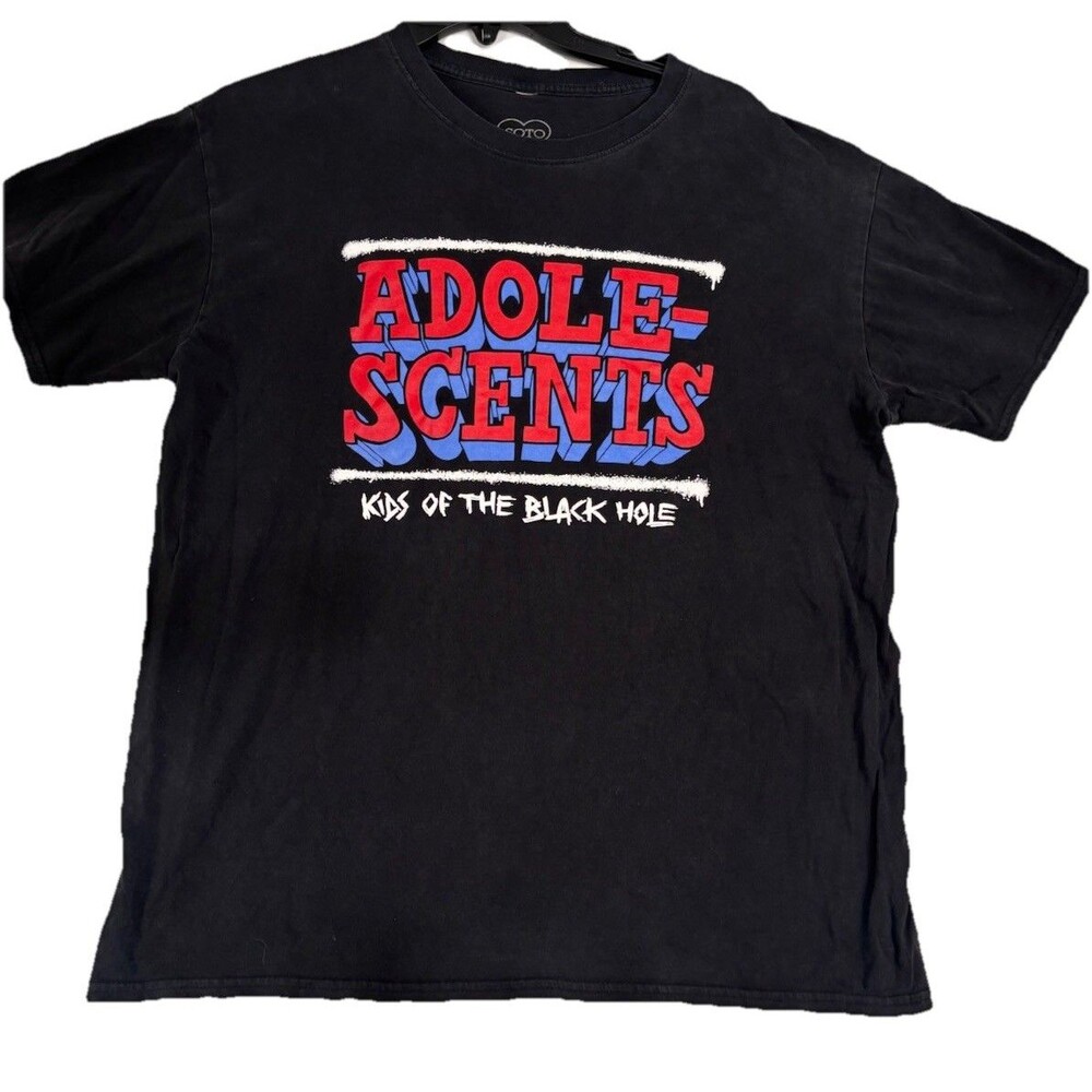 Adolescents Kids Of The Black Hole Punk Band T-Shirt Black Graphic Tee L